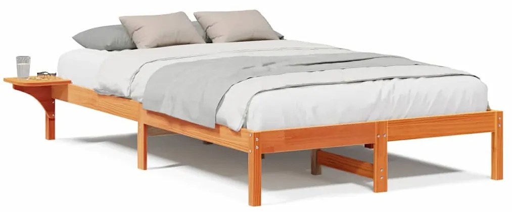 vidaXL Πλαίσιο κρεβατιού με κομοδίνα Καφέ 140 x 190 cm Καφέ κεριού