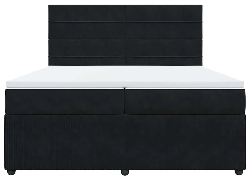 vidaXL Κρεβάτι Boxspring με Στρώμα Μαύρο 200x200 εκ. Βελούδινο