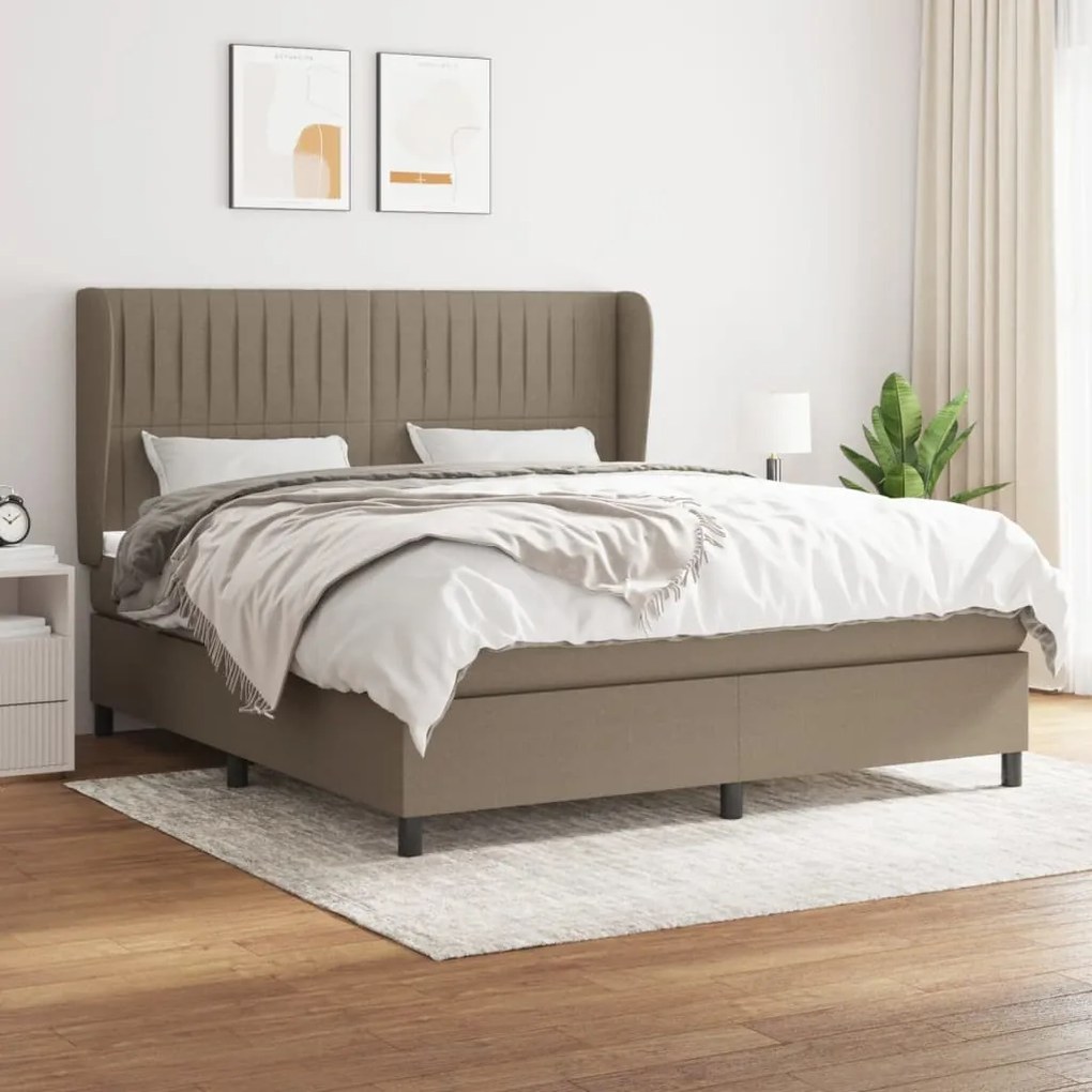 Κρεβάτι Boxspring με Στρώμα Taupe 180x200 εκ. Υφασμάτινο - Μπεζ-Γκρι