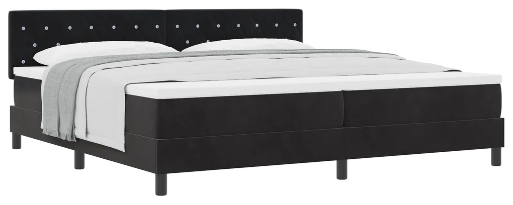vidaXL κρεβάτι box spring με στρώμα Μαύρο 200x200 εκ Βελούδο