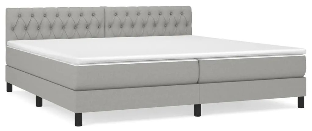 Κρεβάτι Boxspring με Στρώμα Ανοιχτό Γκρι 200x200 εκ. Υφασμάτινο - Γκρι