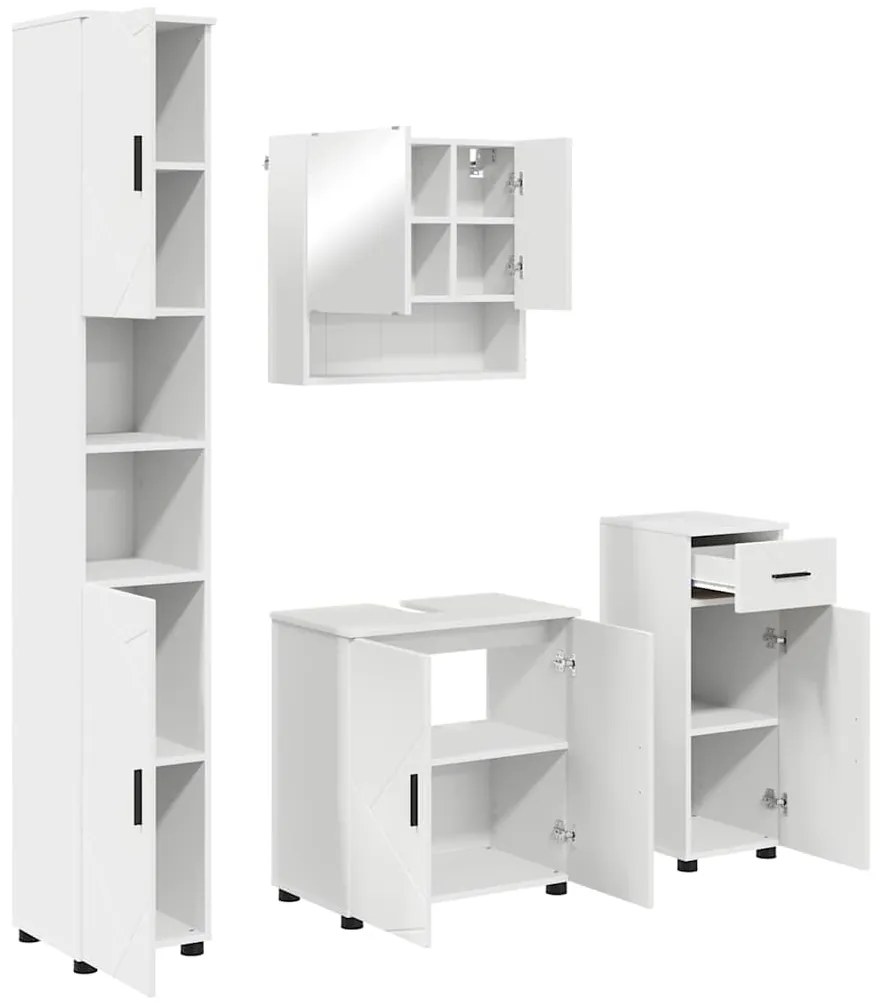 vidaXL Σετ Επίπλων Μπάνιου με συρτάρι 4 pcs Λευκό 61 x 35 x 64 εκ.