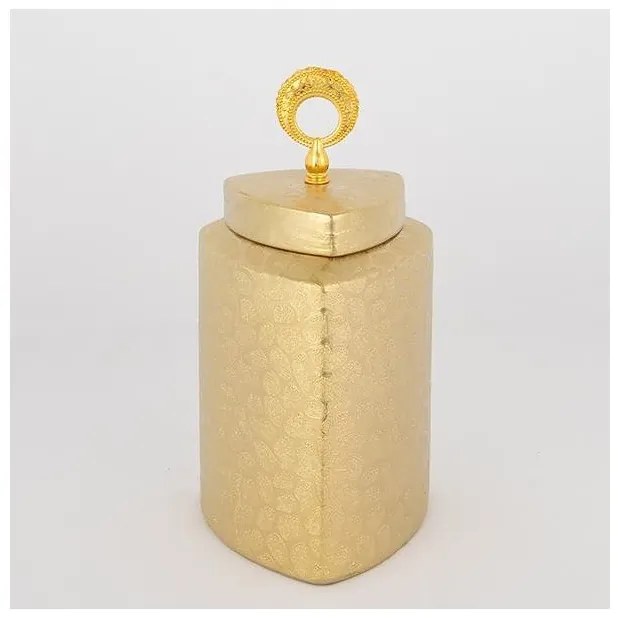 Βάζο Με Καπάκι Κεραμικό Χρυσό 14.5x14.5x28cm 752-20114 Estheti-752-20114-Χρυσό 752-20114