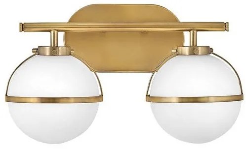 Απλίκα Φωτιστικό Μπάνιου 2xE14  Οπάλ Γυαλί  IP44 Hollis Elstead Lighting-HK-HOLLIS2-O-HB-BATH-Ορείχαλκος HK-HOLLIS2-O-HB-BATH