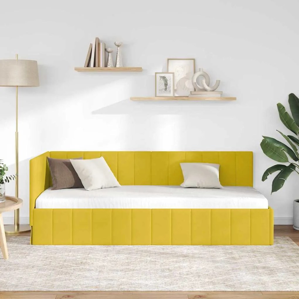 vidaXL Κρεβάτι Γωνίας με κεφαλάρι Κίτρινο 80 x 200 cm Βελούδο
