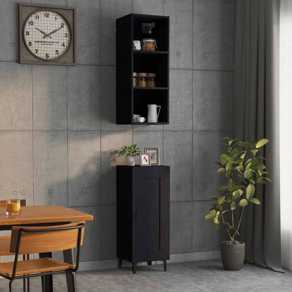 vidaXL Ντουλάπι Μαύρο 34,5 x 34 x 180 εκ. από Επεξεργασμένο Ξύλο