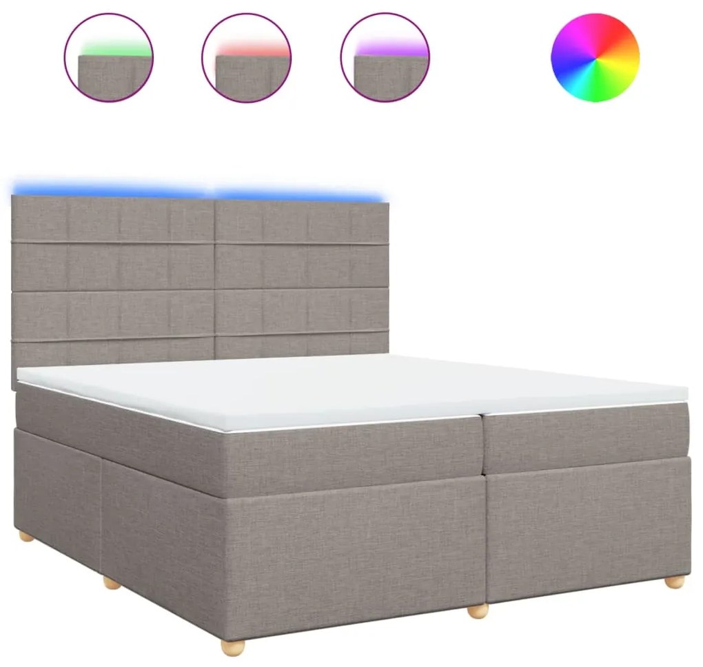 vidaXL Κρεβάτι Boxspring με Στρώμα Taupe 200x200 εκ. Υφασμάτινο