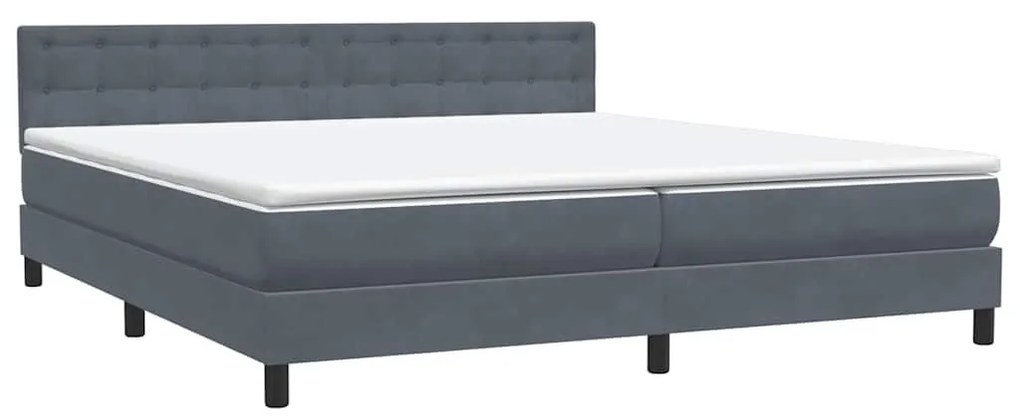 Box Spring Κρεβάτι με στρώμα Σκούρο γκρι 200x220 cm Βελούδινο - Γκρι