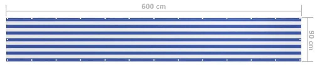 Διαχωριστικό Βεράντας Λευκό/Μπλε 90 x 600 εκ. Ύφασμα Oxford - Πολύχρωμο