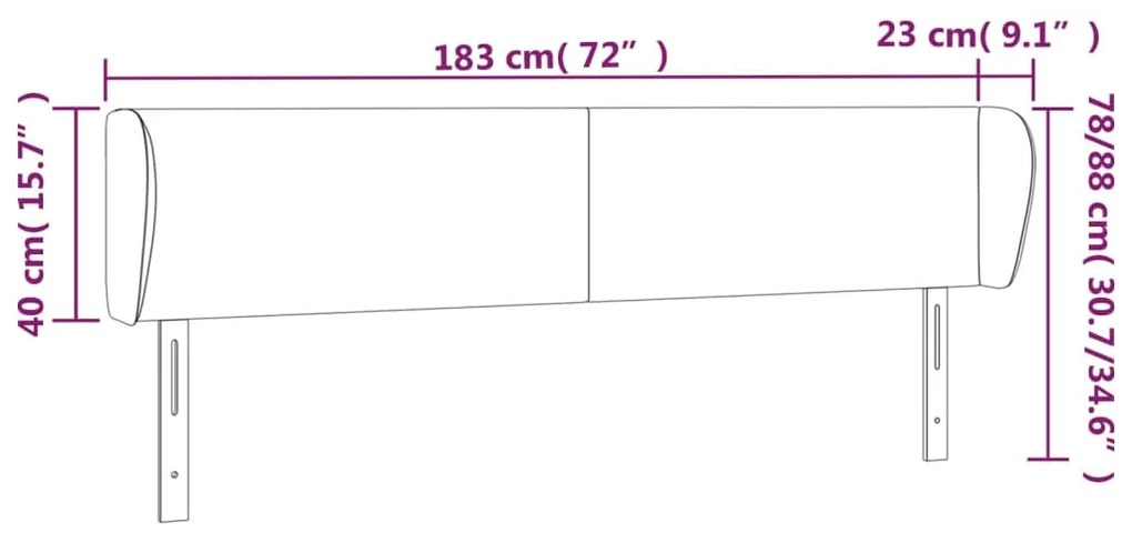 Κεφαλάρι με Πτερύγια Γκρι 183x23x78/88 εκ. Συνθετικό Δέρμα 3116970