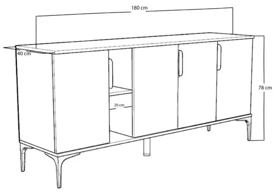 Μπουφές Tajesy pakoworld μελαμίνης λευκό 180x40x78εκ (1 τεμάχια)