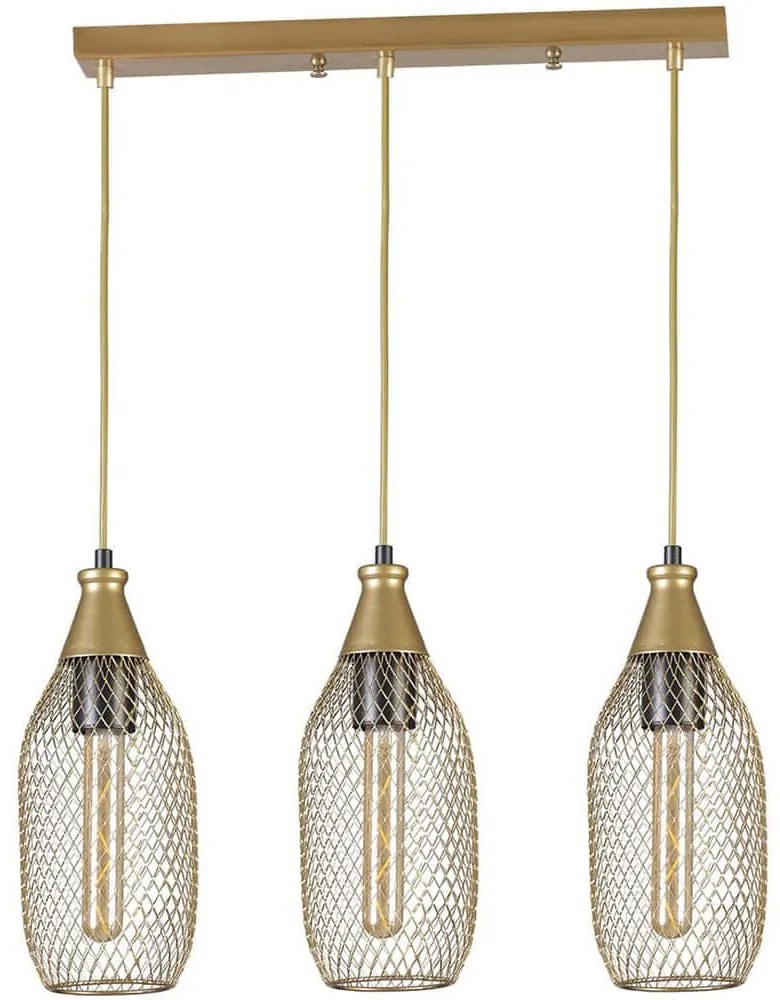 Φωτιστικό Οροφής - Ράγα Rio 941RTN1251 55x12x70cm 3xE27 40W Gold Opviq