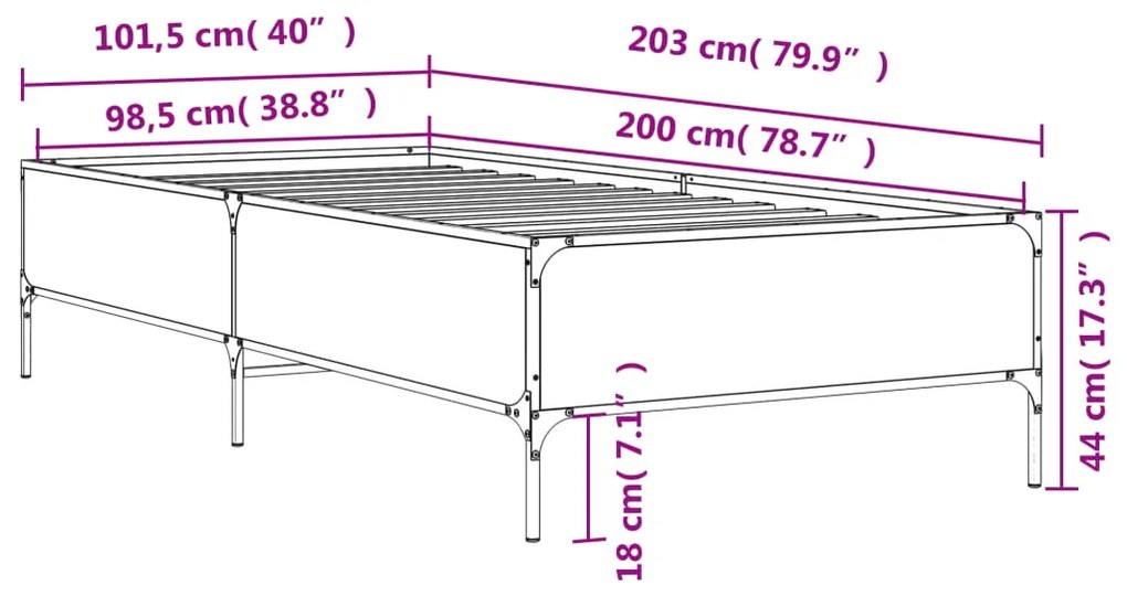 ΠΛΑΙΣΙΟ ΚΡΕΒΑΤΙΟΥ SONOMA ΔΡΥΣ 100X200 ΕΚ. ΕΠΕΞ. ΞΥΛΟ &amp; ΜΕΤΑΛΛΟ 844962