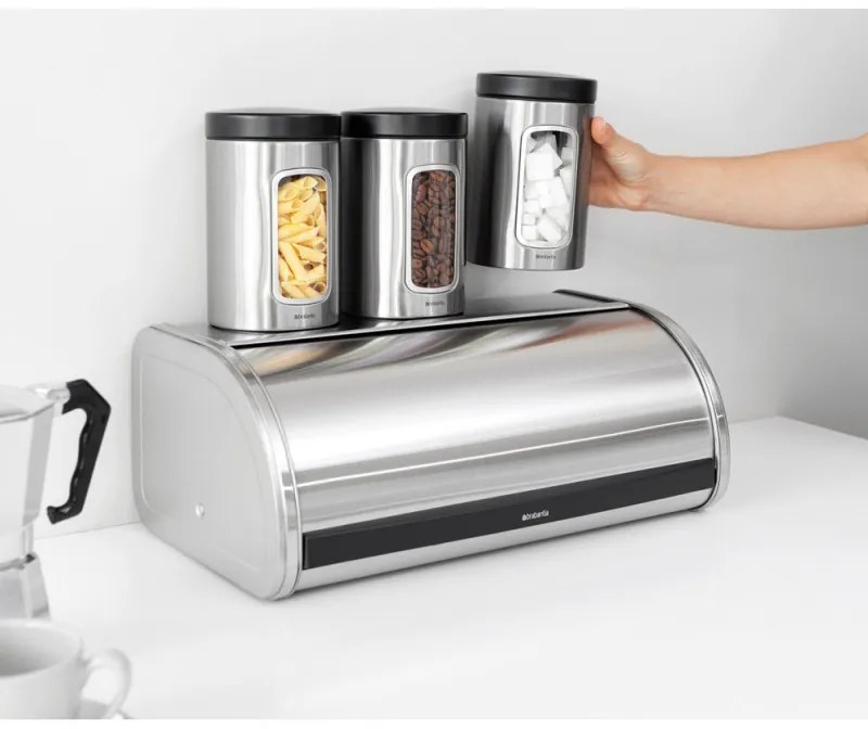 Κουτί ψωμιού Brabantia Roll Top 646890, 16 l, 44,5x26 cm, Ελαφριά και ανθεκτική κατασκευή, Inox/Matte