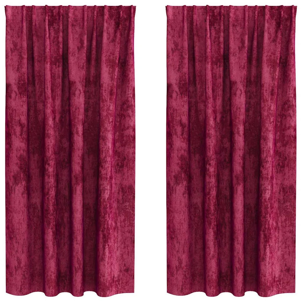 vidaXL Κουρτίνα με κουρτίνες 2 pcs Μπορντό 175 x 140 εκ. Βελούδο