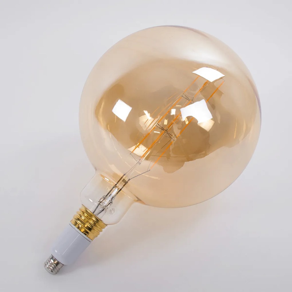 GloboStar® 99029 Λάμπα LED Long Filament E27 G300 BULETTE Γλόμπος 10W 800lm 360° AC 220-240V IP20 Φ30 x Υ49cm Ultra Θερμό Λευκό 2200K με Μελί Γυαλί - Dimmable - 3 Years Warranty - The Bigger Bulb in Greece