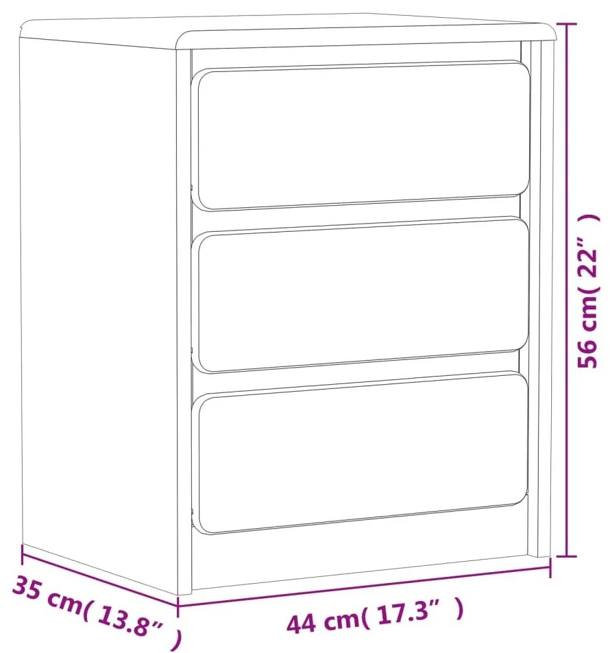 Κομοδίνο SAUDA Χρώμα Δρυός 44x35x56 εκ. Μασίφ Ξύλο Πεύκου - Καφέ