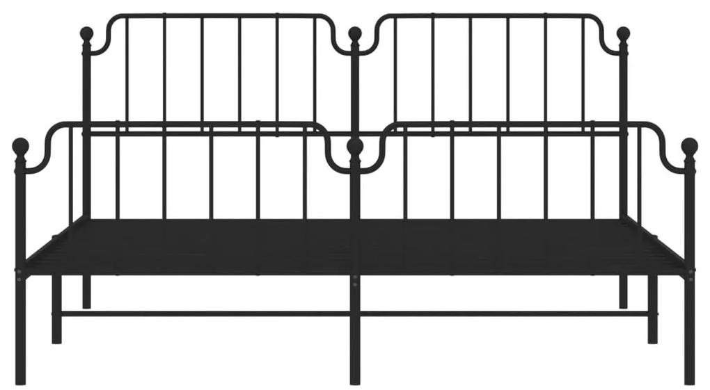 Πλαίσιο Κρεβατιού με Κεφαλάρι/Ποδαρικό Μαύρο 160x200εκ. Μέταλλο - Μαύρο