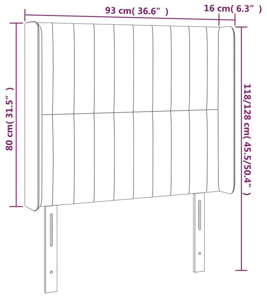 vidaXL Κεφαλάρι Κρεβατιού LED Σκούρο Καφέ 93x16x118/128 εκ.Υφασμάτινο