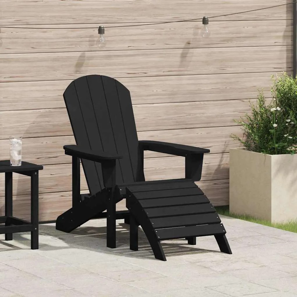 vidaXL Καρέκλα Adirondack με μαξιλάρι Μαύρο 74 x 82 x 92 εκ. Πλαστικό