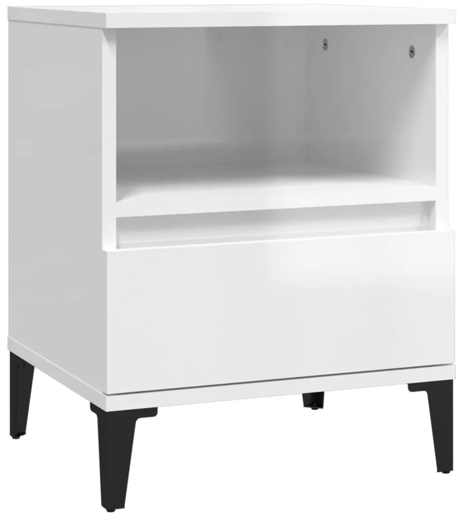 vidaXL Κομοδίνα 2 τεμ. Γυαλιστερό Λευκό 40 x 35 x 50 εκ.