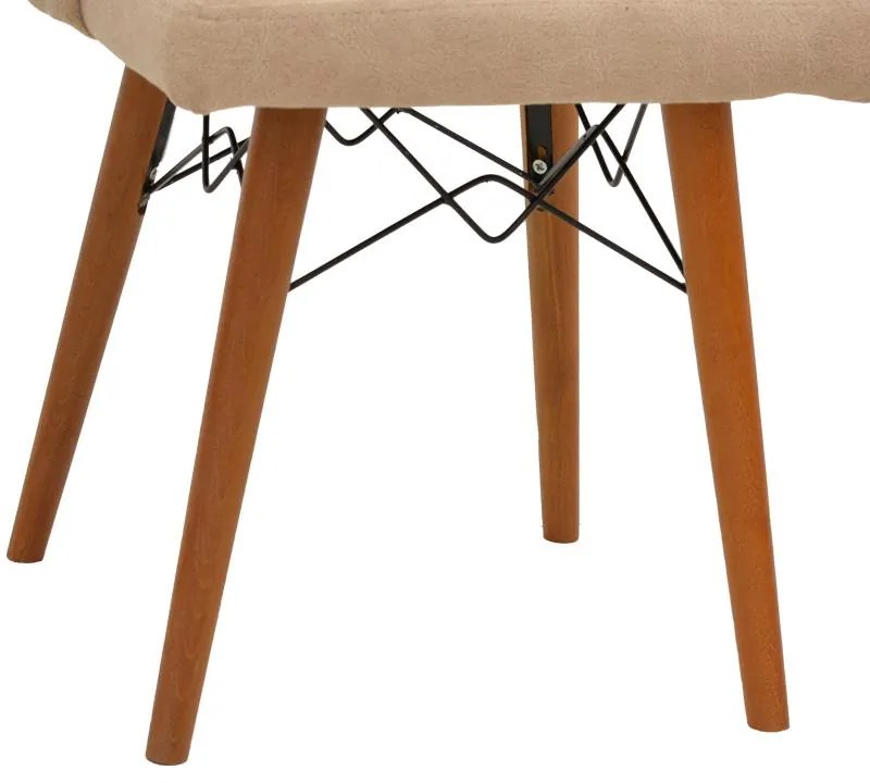 Καρέκλα Elif μπεζ ύφασμα-καρυδί πόδι 46x50x97εκ 45x50x97 εκ.