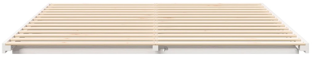vidaXL Κρεβάτι δαπέδου Λευκό 200 x 200 cm Μασίφ ξύλο πεύκου
