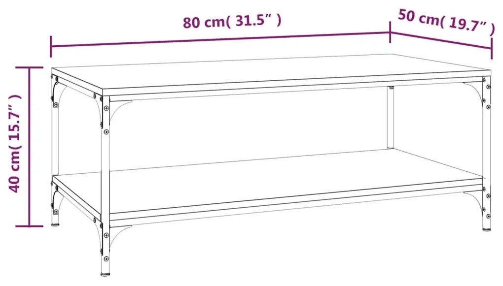 Τραπεζάκι Σαλονιού Καφέ Δρυς 80x50x40 εκ. Επεξεργασμένο Ξύλο - Καφέ