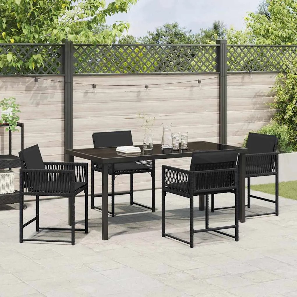 vidaXL Σέτ φαγητού για κήπο 5 pcs Μαύρο συνθετικό ρατάν