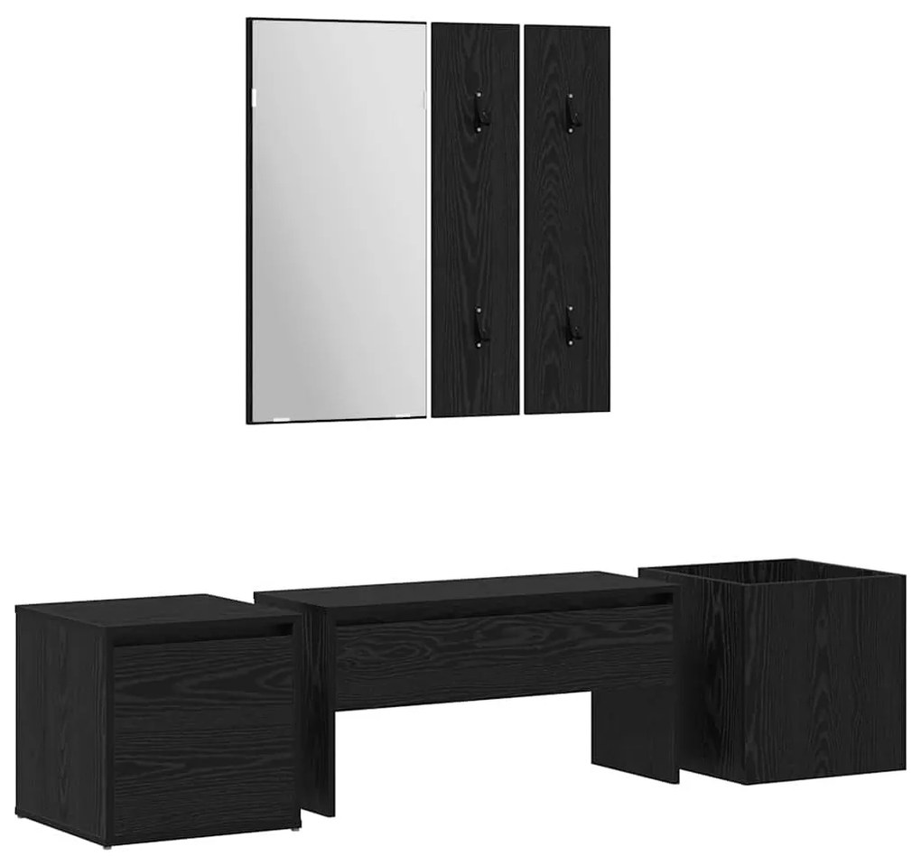 vidaXL Σετ επίπλων χωλ με συρτάρι 4 pcs Μαύρη δρυς 80 x 31 x 40 εκ