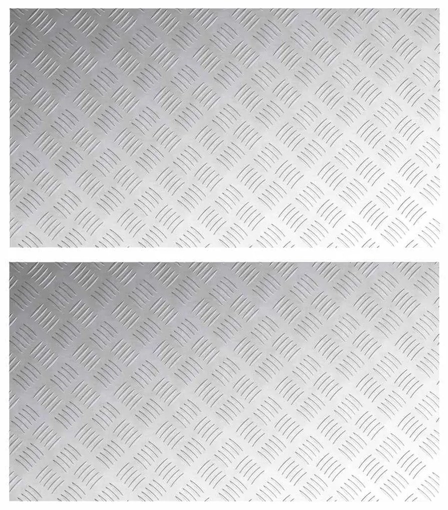 vidaXL Επιφάνειες Καρό 2 pcs Ασημί 90 x 50 cm Αλουμίνιο