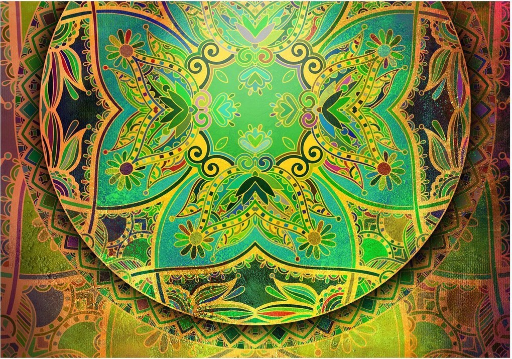 Αυτοκόλλητη φωτοταπετσαρία - Mandala: Emerald Fantasy - 245x175