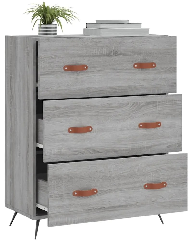 vidaXL Συρταριέρα Γκρι Sonoma 69,5 x 34 x 90 εκ. από Επεξεργ. Ξύλο