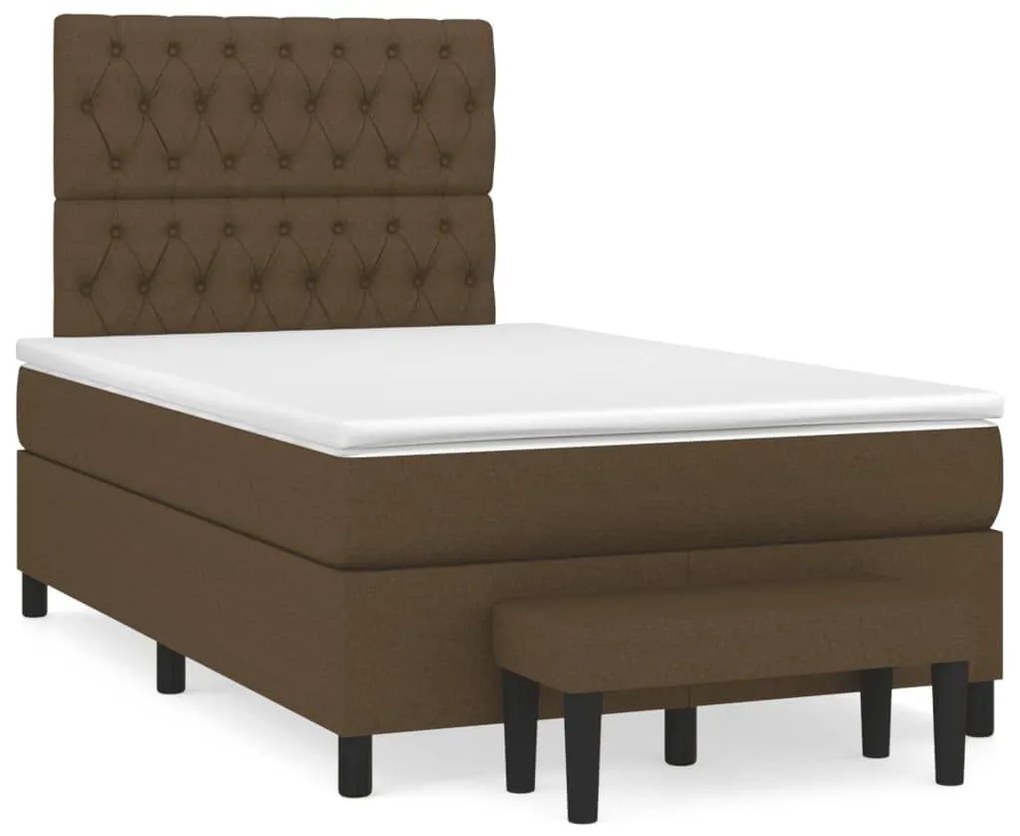 Κρεβάτι Boxspring με Στρώμα Σκούρο Καφέ 120x190 εκ Υφασμάτινο - Καφέ