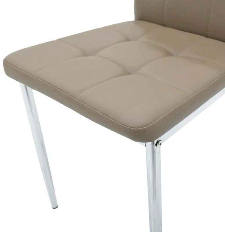 Καρέκλα Cube PU μόκα-πόδι χρωμίου 4αδα 41x46x97 εκ.