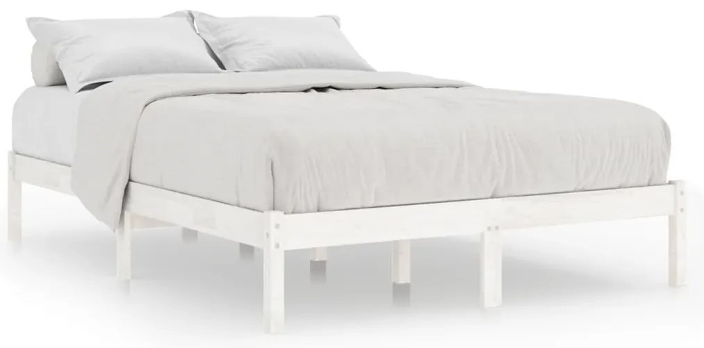 vidaXL Πλαίσιο Κρεβατιού Λευκό 180 x 200 εκ. Μασίφ Ξύλο Super King