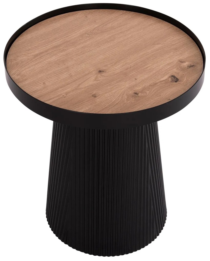 Τραπεζάκι σαλονιού Βοηθητικό DENTON MDF TOP Φυσικού Ξύλου και Μαύρη Βάση Φ45x51,5Υεκ. 45x45x51.5 εκ.