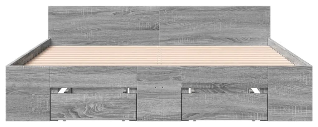 Πλαίσιο Κρεβατιού με συρτάρια Γκρι sonoma 120x200εκ. Επεξ. Ξύλο - Γκρι