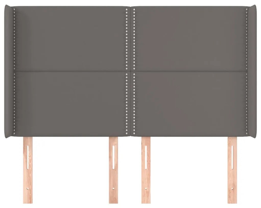 Κεφαλάρι με Πτερύγια Γκρι 147x16x118/128εκ.Συνθετικό Δέρμα 3119534