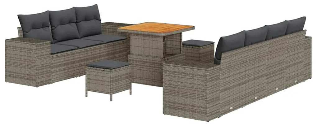 vidaXL Σετ Καναπέ Κήπου με μαξιλάρι 10 pcs Γκρι 80 x 80 x 71 cm