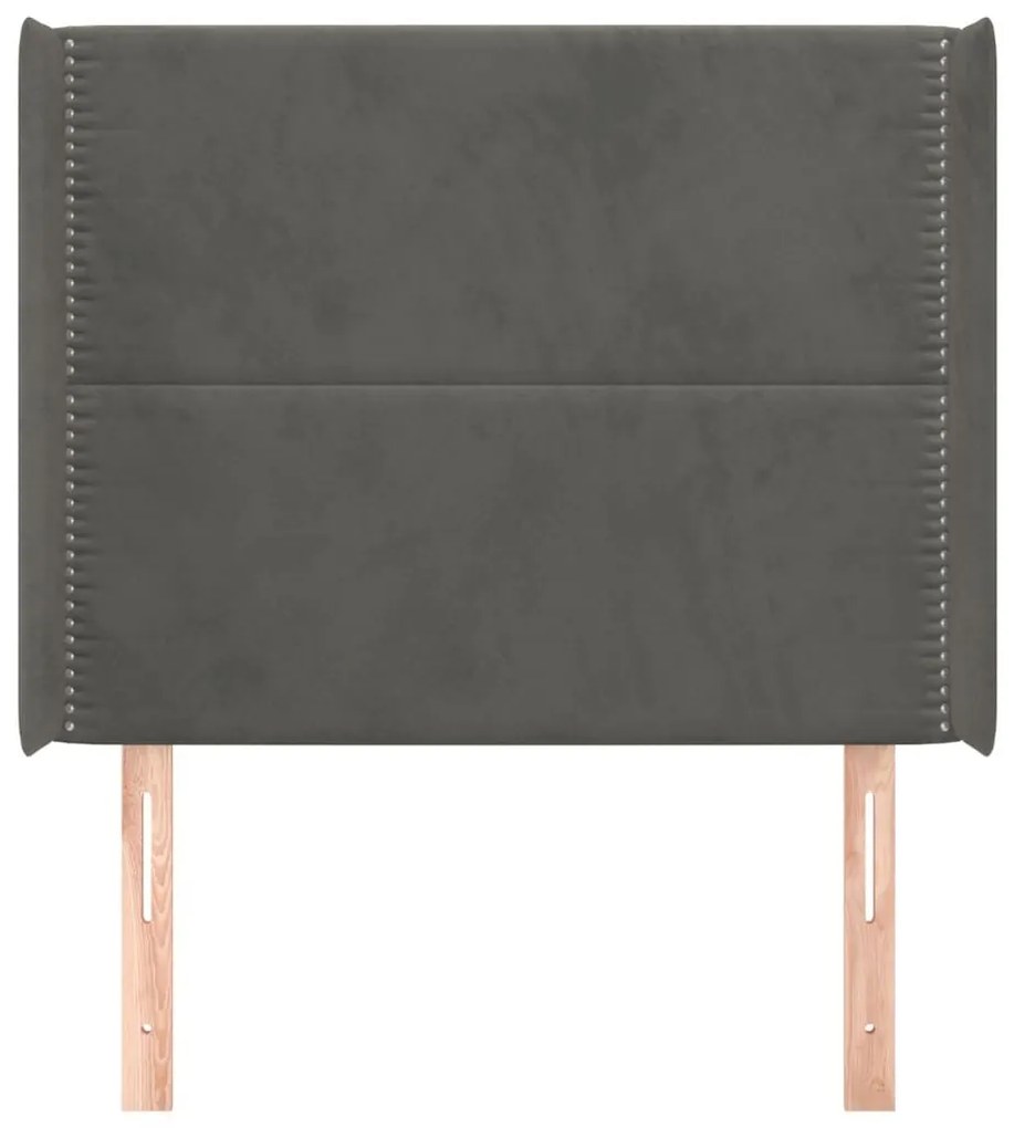 Κεφαλάρι με Πτερύγια Σκούρο Γκρι 93x16x118/128εκ.Βελούδινο - Γκρι
