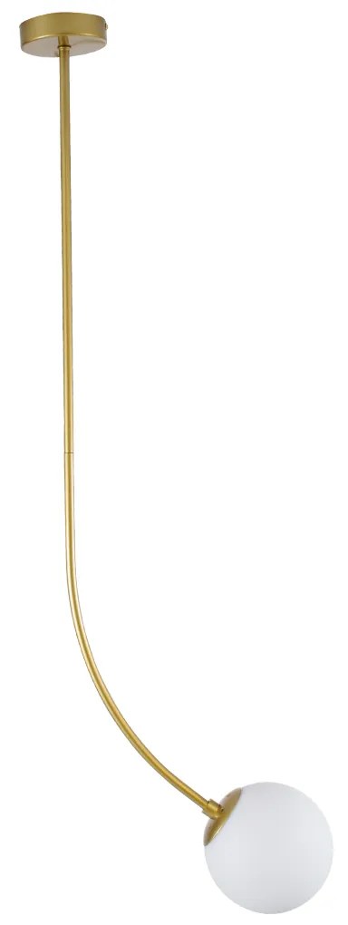 GloboStar DRIZZLE 00922 Μοντέρνο Φωτιστικό Οροφής Μονόφωτο Χρυσό 70cm με Λευκό Ματ Γυαλί Φ15 x Y70cm