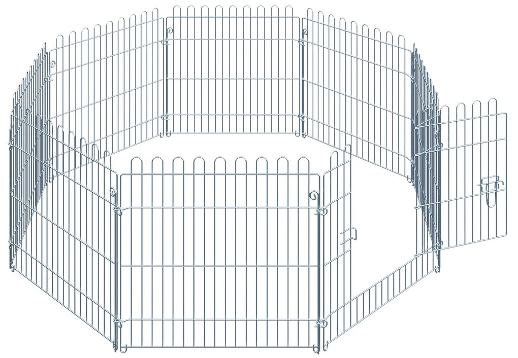 PawHut Περίφραγμα Εξωτερικού Χώρου για Κουτάβια Περίφραγμα Κουταβιών Πάρκο Κουταβιών Πλέγμα Κουταβιών για Ζώα 8 τεμάχια Π63 x Υ60 cm