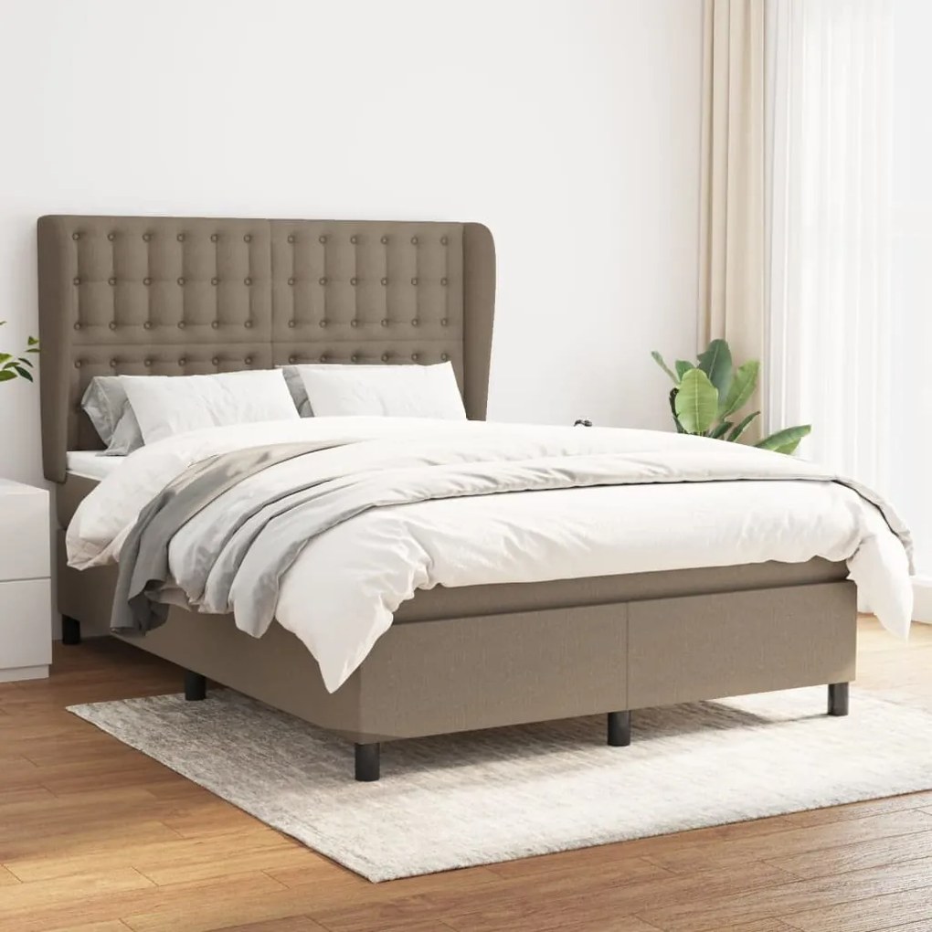 vidaXL Κρεβάτι Boxspring με Στρώμα Taupe 140x200 εκ. Υφασμάτινο