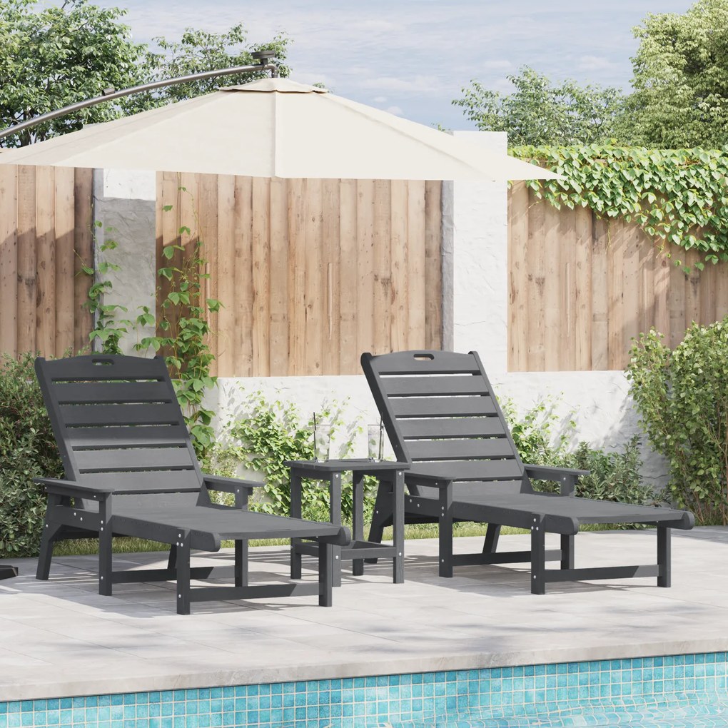 vidaXL Ξαπλώστρες 2 τμχ Ανοιχτό Γκρι 162x53x98.5 cm HDPE