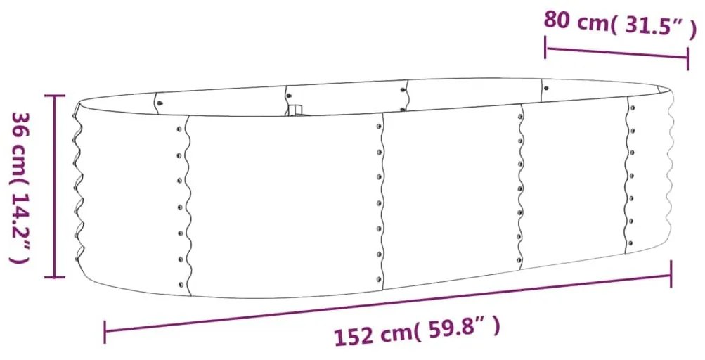 Ζαρντινιέρα Πράσινη 152x80x36 εκ Ατσάλι με Ηλεκτρ. Βαφή Πούδρας - Πράσινο