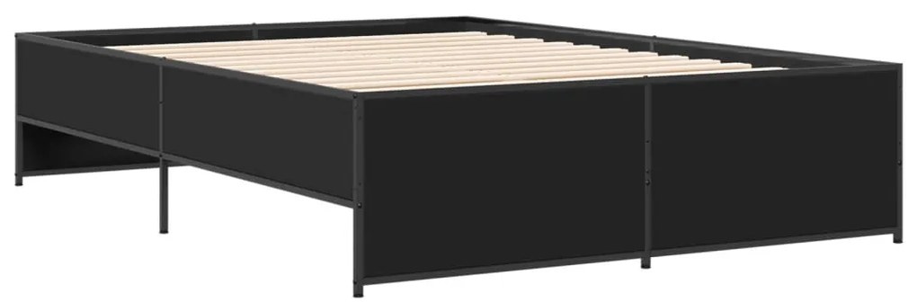 vidaXL Πλαίσιο Κρεβατιού Μαύρο 140 x 190 εκ. Επεξ. Ξύλο &amp; Μέταλλο