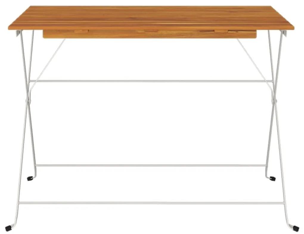 Τραπέζι Bistro Πτυσσόμενο 100x54x71 εκ. Μασίφ Ακακία &amp; Ατσάλι - Καφέ