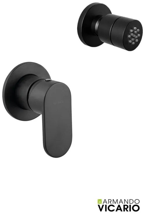 Armando Vicario SLIM Black Matt Jet επιτοίχιο Στρογγυλό +Μίκτης εντοιχισμού 1 εξόδου 500050-400