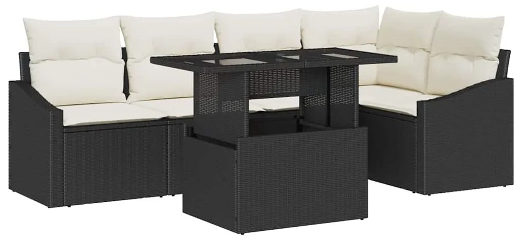 vidaXL Σετ Καναπέ Κήπου 6 pcs Μαύρο και Κρέμα 100 x 55 x 73 εκ.